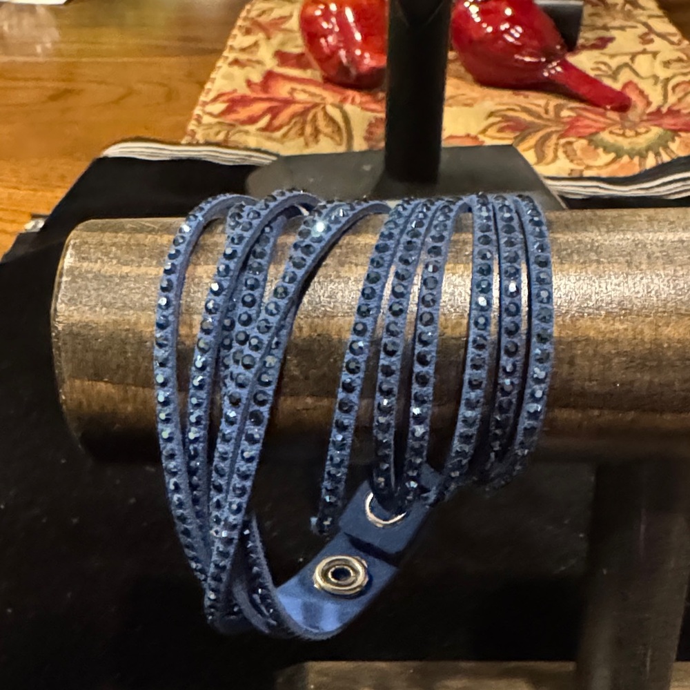Blue Rhinestone Wrap Bracelet